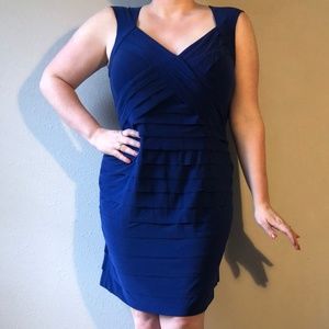 Sapphire blue cocktail dress with keyhole back